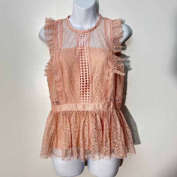 Heartloom Lace Flutter BabyDoll Sheer‎ Dusty Pink Top Size M - Picture 1 of 9